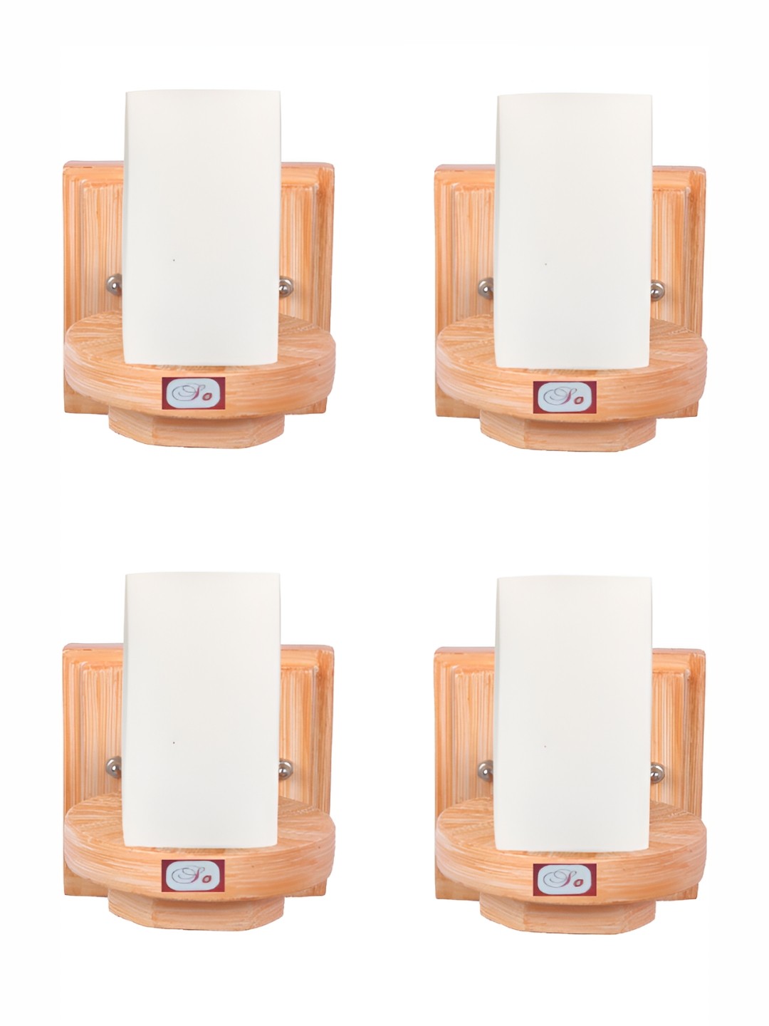 

1ST TIME White & Brown 4 Pieces Glass Traditional Rectangle Shaped Wall Lamps