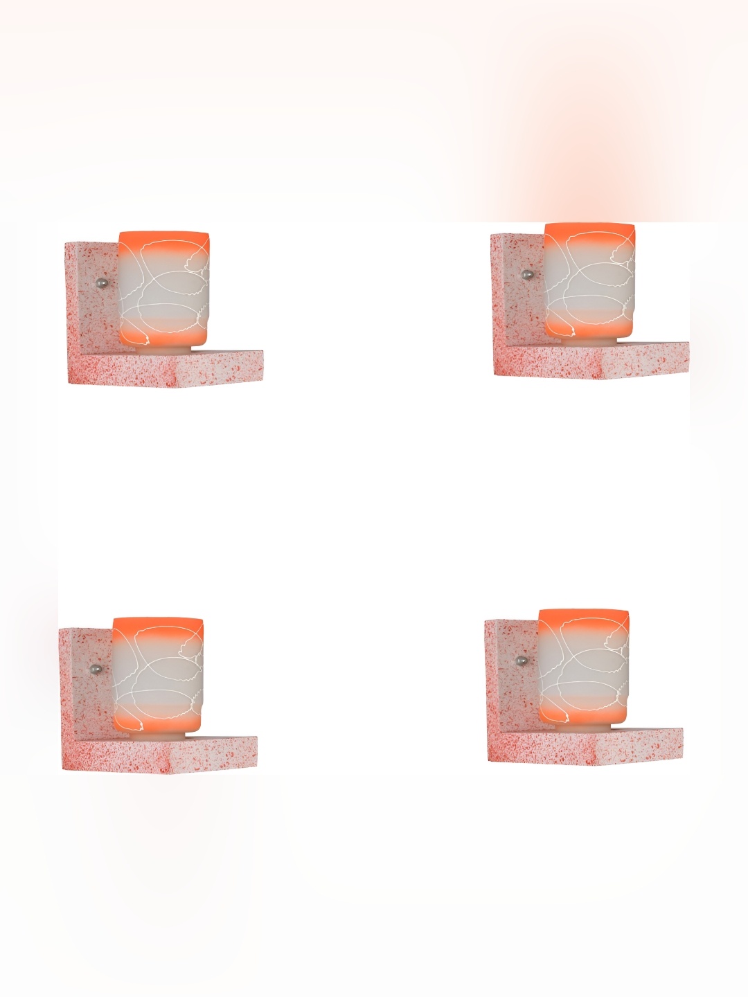 

1ST TIME White & Orange 4 Pieces Colourblocked Glass Cylinder Shaped Wall Lamps