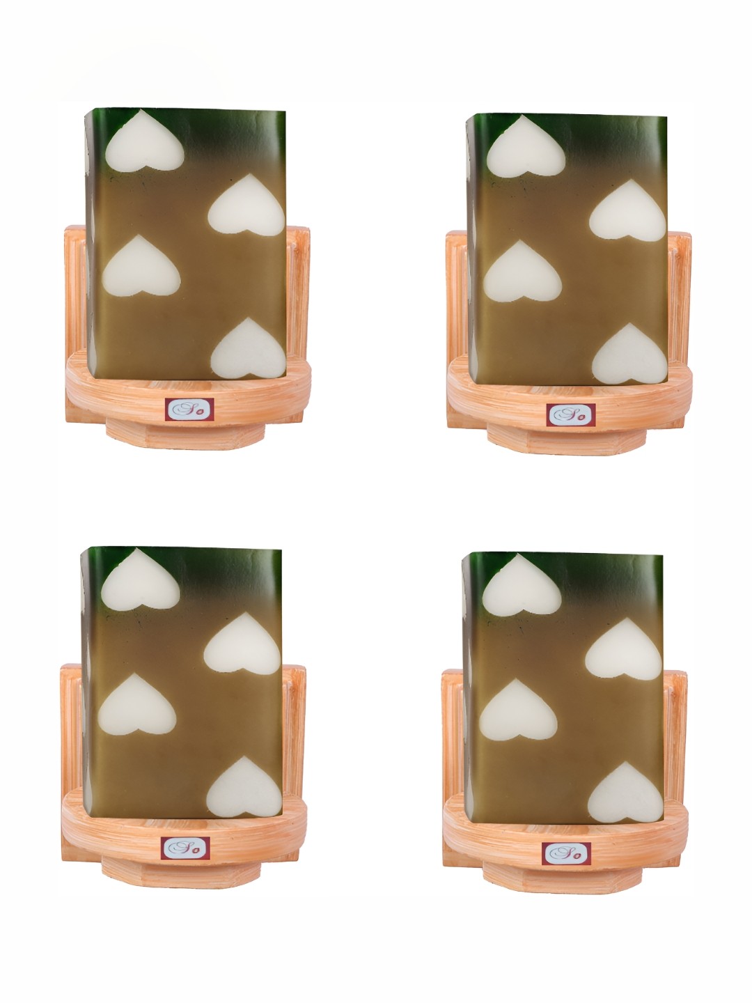 1ST TIME Green & Brown 4 Pieces Printed Glass Contemporary Cylinder Shaped Wall Lamps