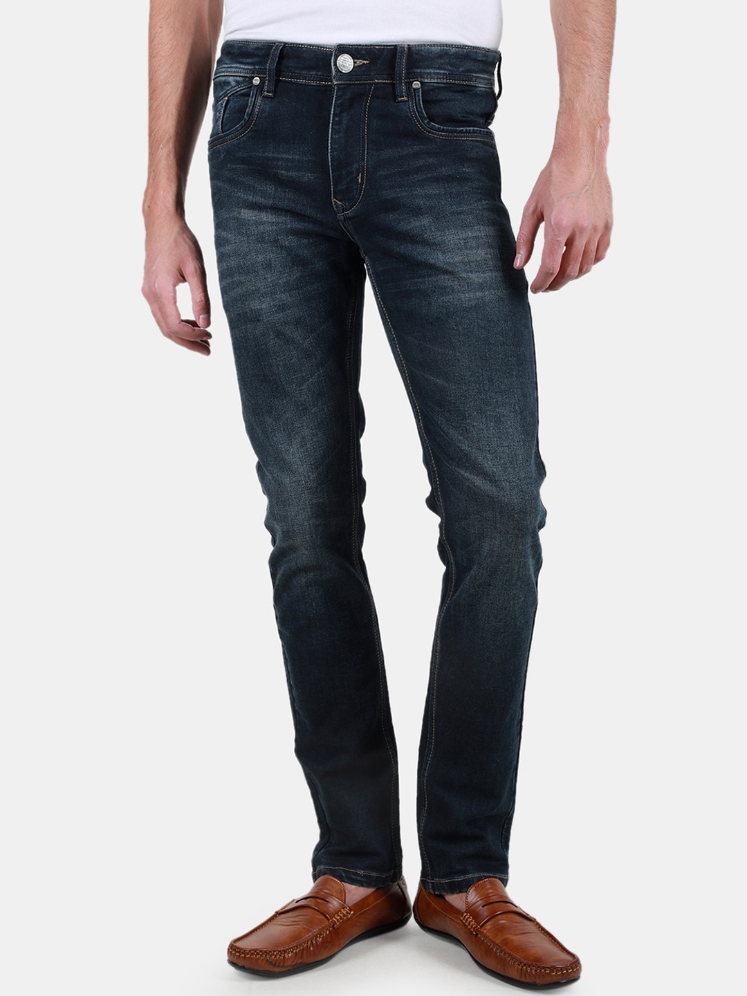 

Duke Men Slim Fit Clean Look Light Fade Stretchable Jeans, Blue