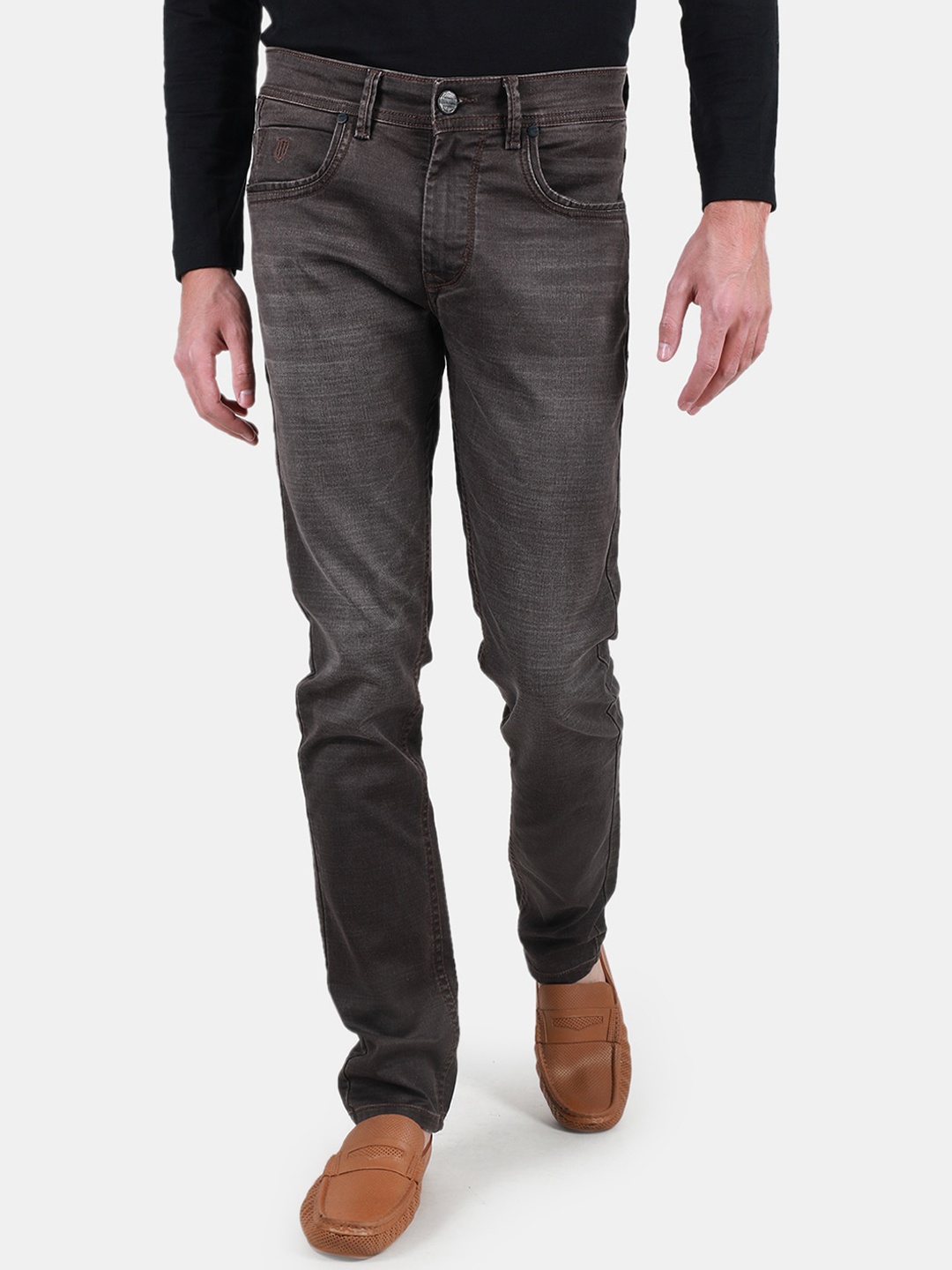 

Duke Men Clean Look Mid-Rise Slim Fit Light Fade Stretchable Jeans, Brown