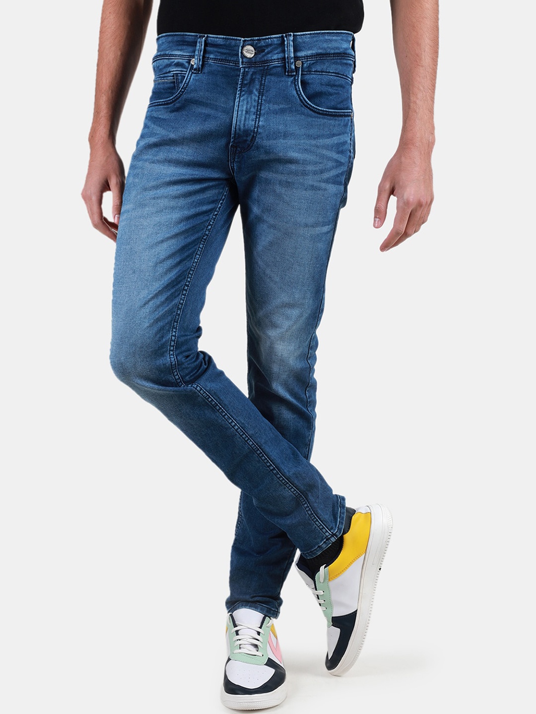 

Duke Men Clean Look Mid-Rise Slim Fit Heavy Fade Stretchable Jeans, Blue