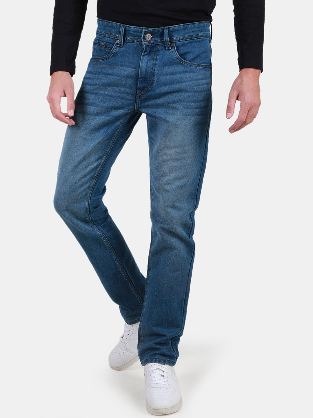 

Duke Men Slim Fit Mid-Rise Light Fade Clean Look Stretchable Jeans, Blue