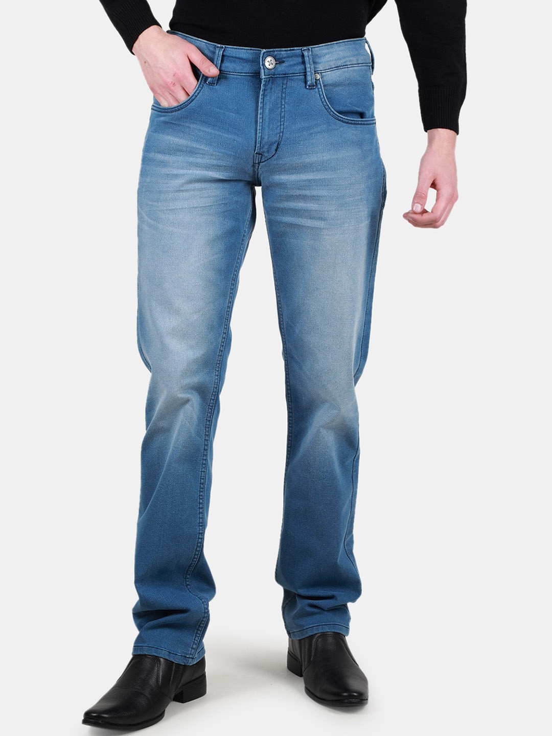 

Duke Men Mid-Rise Light Fade Clean Look Stretchable Jeans, Blue