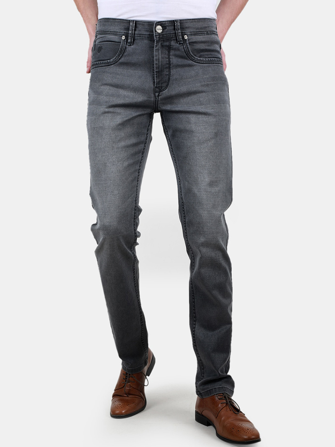 

Duke Men Slim Fit Clean Look Light Fade Stretchable Jeans, Grey