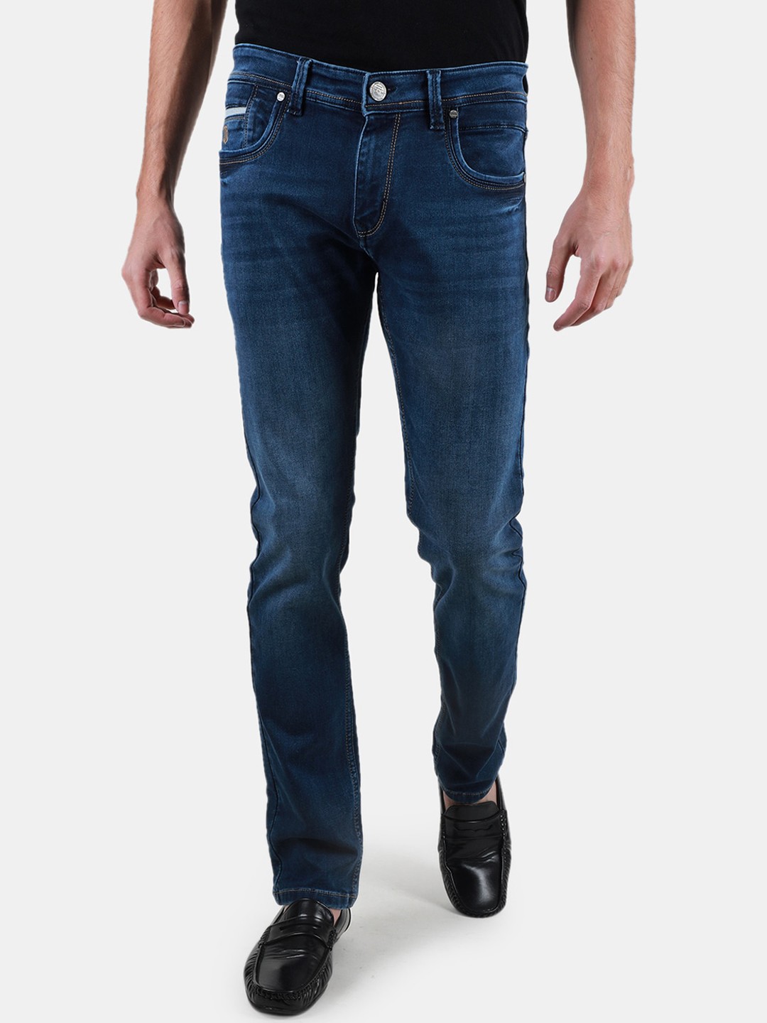 

Duke Men Slim Fit Light Fade Clean Look Stretchable Jeans, Blue