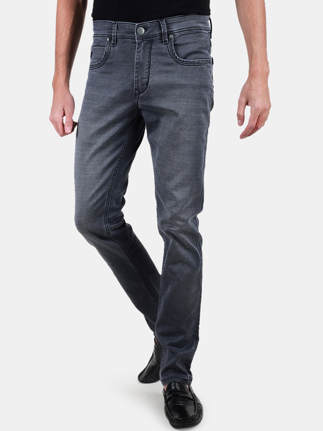 

Duke Men Slim Fit Light Fade Clean Look Stretchable Jeans, Grey