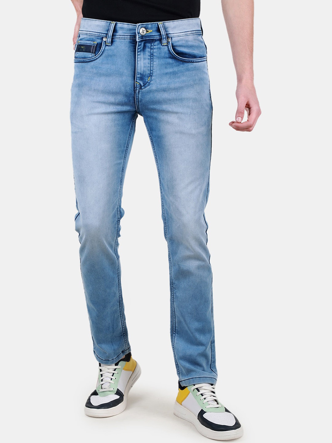 

Duke Men Slim Fit Mid-Rise Heavy Fade Clean Look Stretchable Jeans, Blue