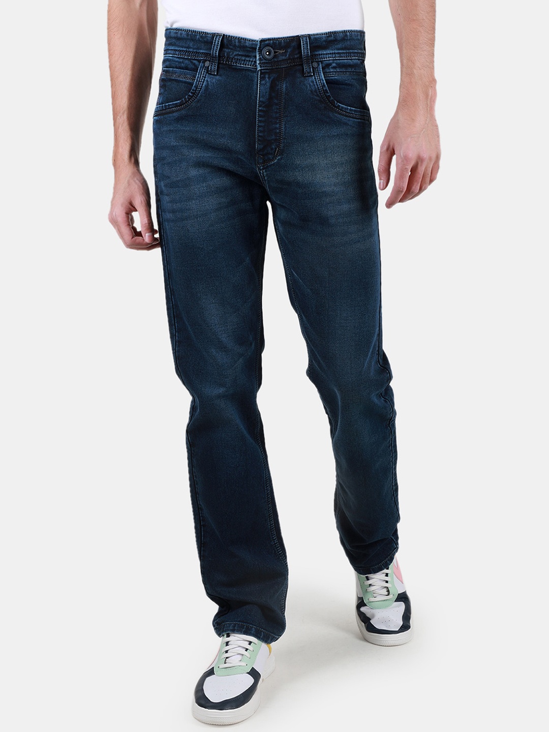 

Duke Men Mid-Rise Light Fade Clean Look Cotton Stretchable Jeans, Blue