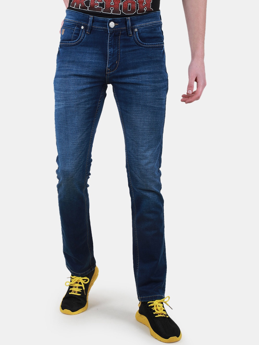 

Duke Men Slim Fit Mid-Rise Light Fade Clean Look Stretchable Jeans, Blue