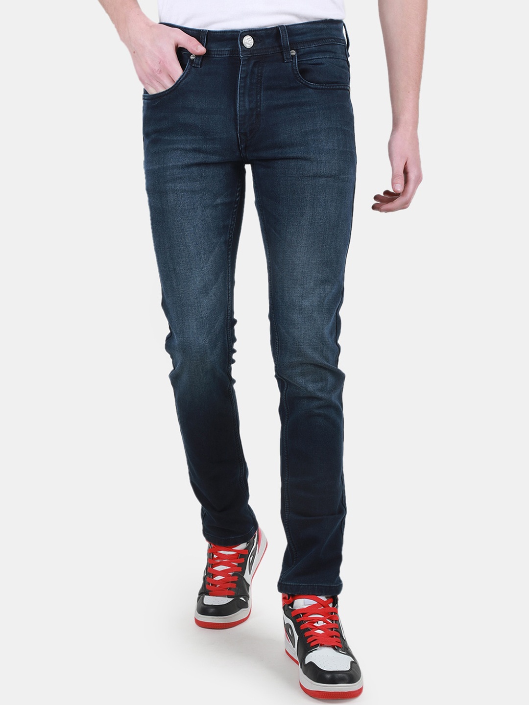 

Duke Men Slim Fit Mid-Rise Light Fade Clean Look Cotton Stretchable Jeans, Blue