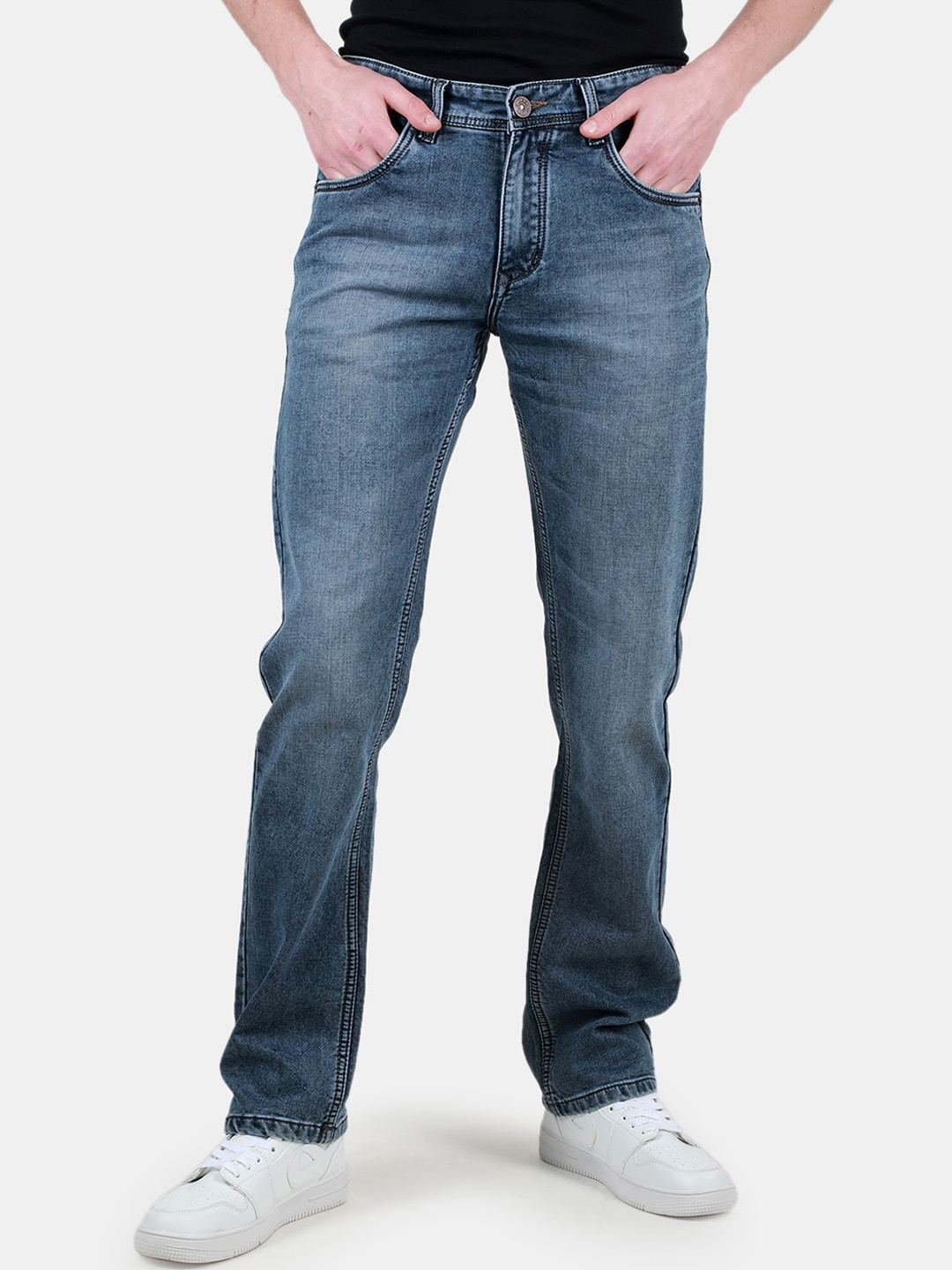 

Duke Men Clean Look Mid-Rise Heavy Fade Stretchable Jeans, Blue