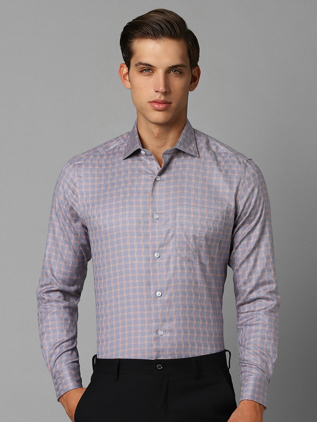 

Louis Philippe Checked Full Sleeves Formal Shirt, Blue