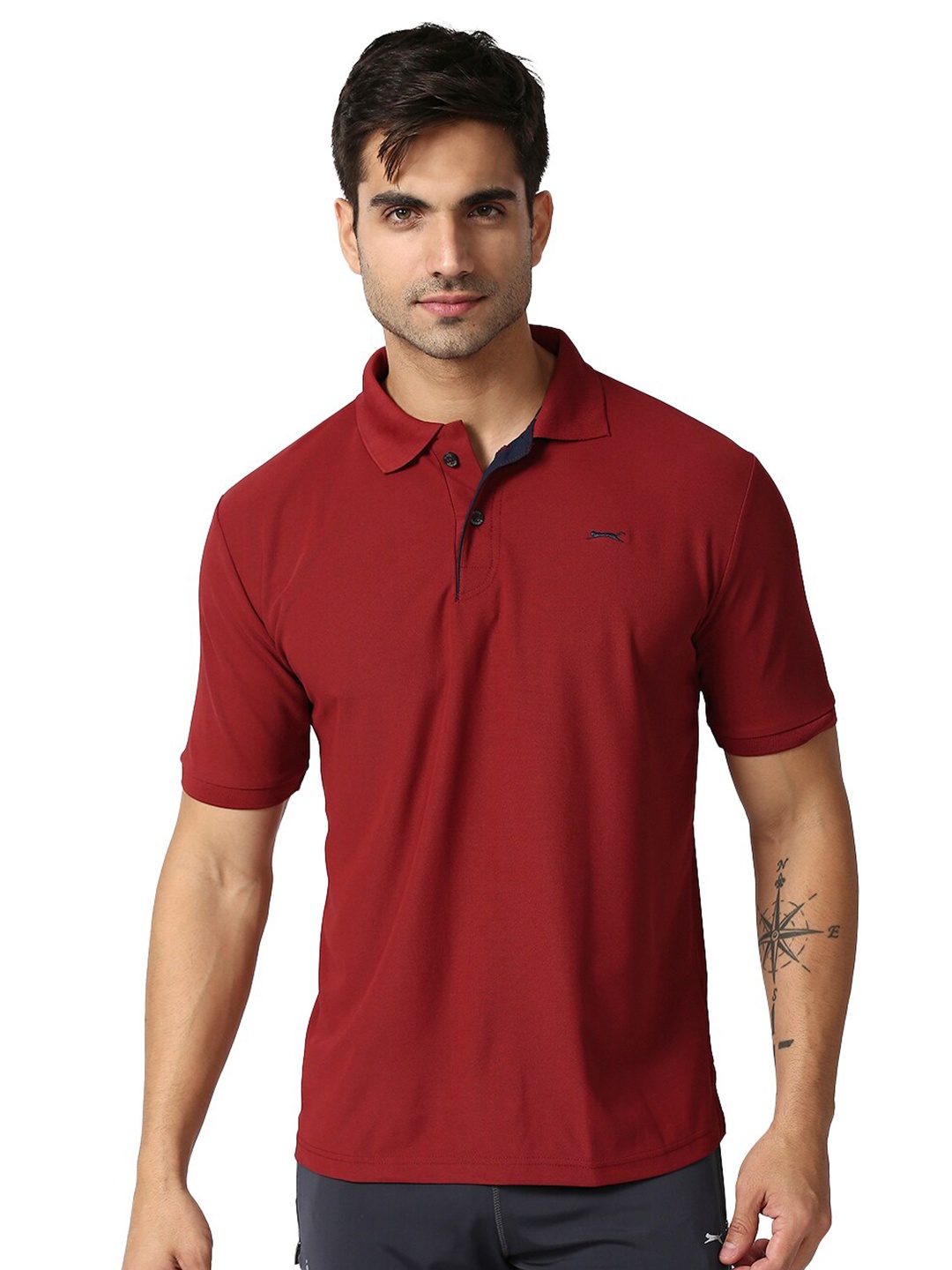 

Black Panther Polo Collar Slim Fit Cotton Sports T-shirt, Maroon