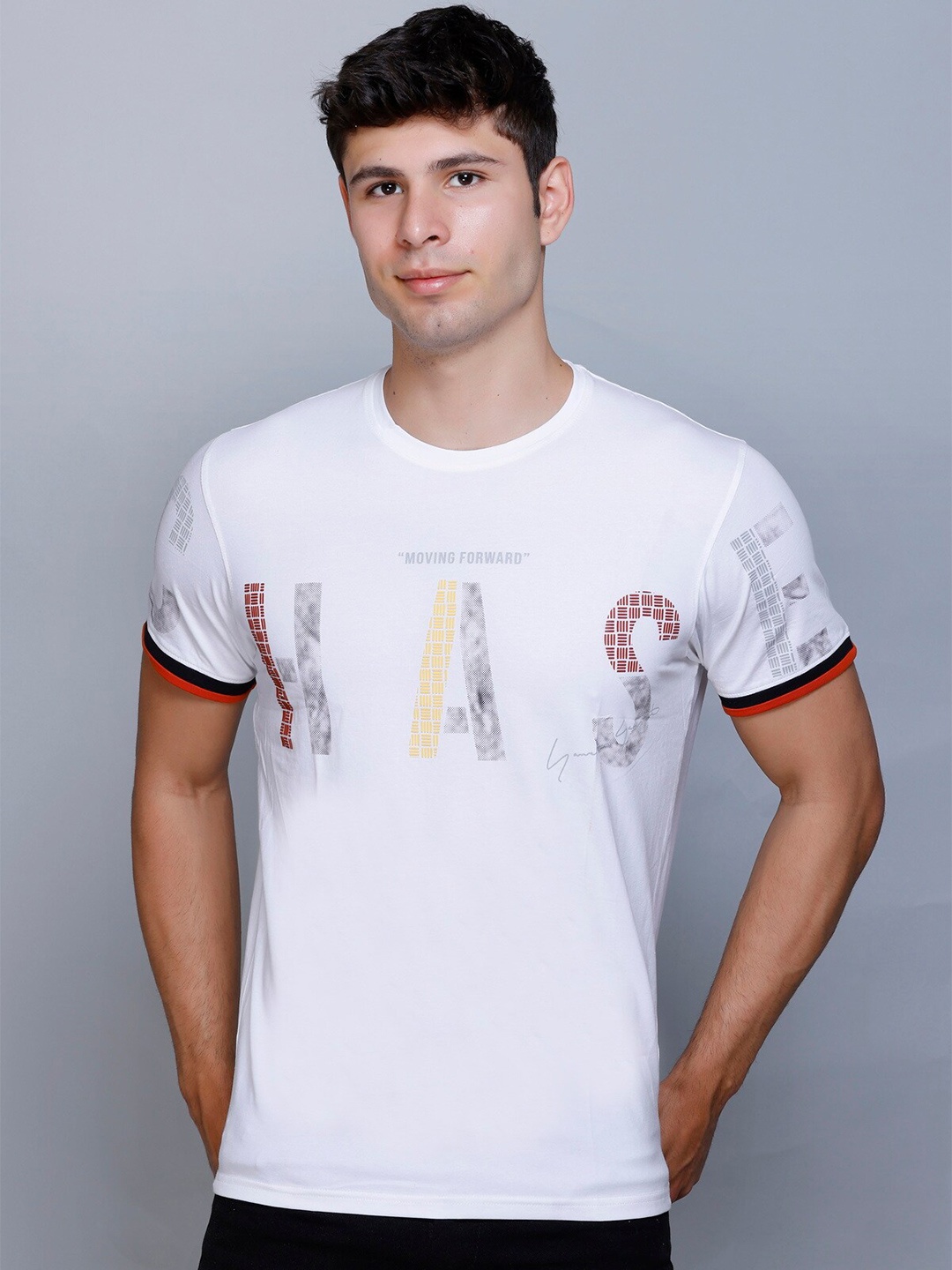 

Fort Collins Typography Printed Round Neck Cotton T-shirt, White