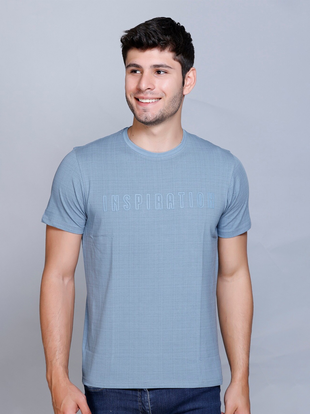 

Fort Collins Typography Printed Round Neck Cotton T-shirt, Blue