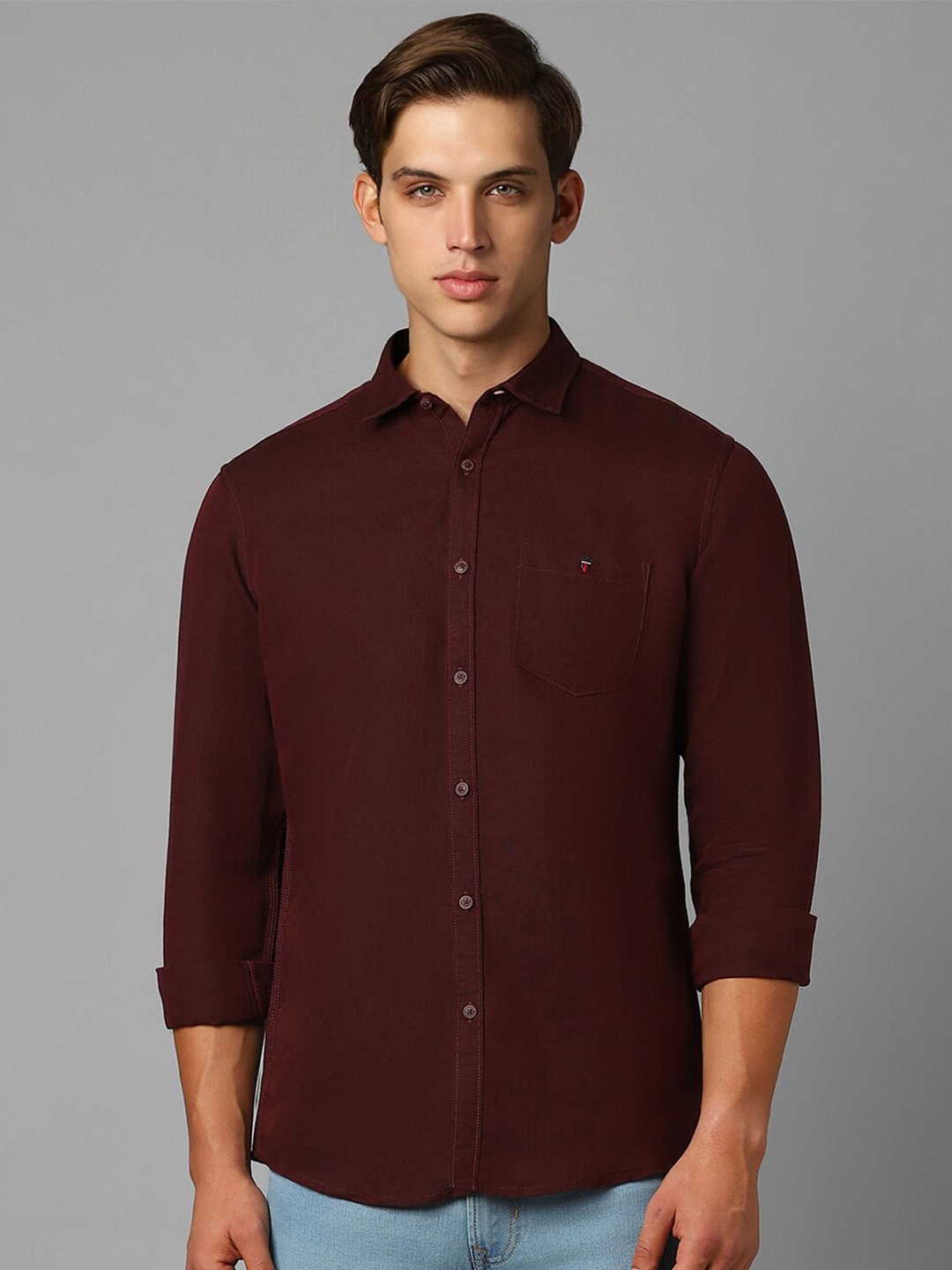 

Louis Philippe Jeans Slim Fit Spread Collar Casual Shirt, Maroon