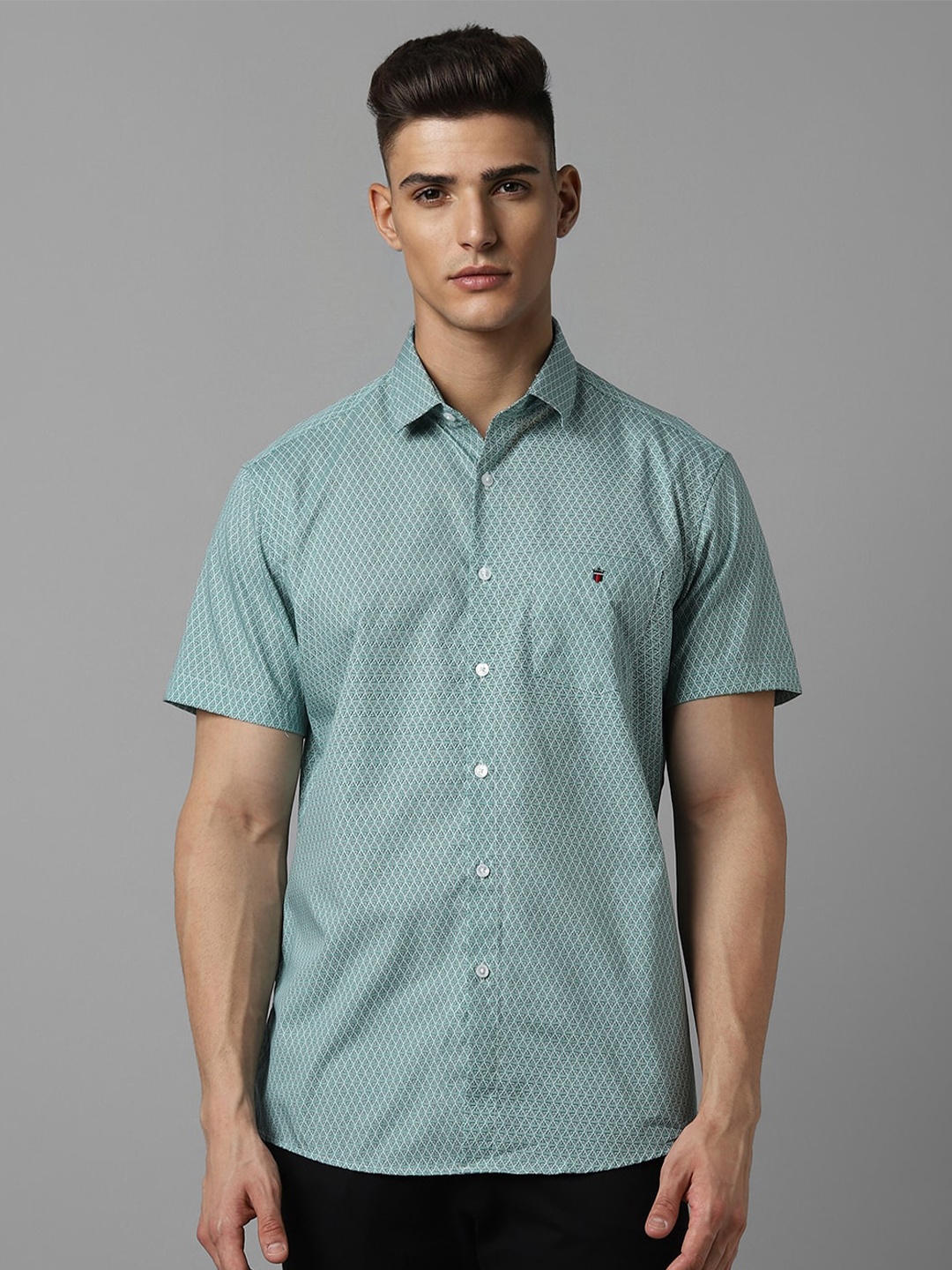 

Louis Philippe Sport Geometric Printed Slim Fit Cotton Casual Shirt, Green