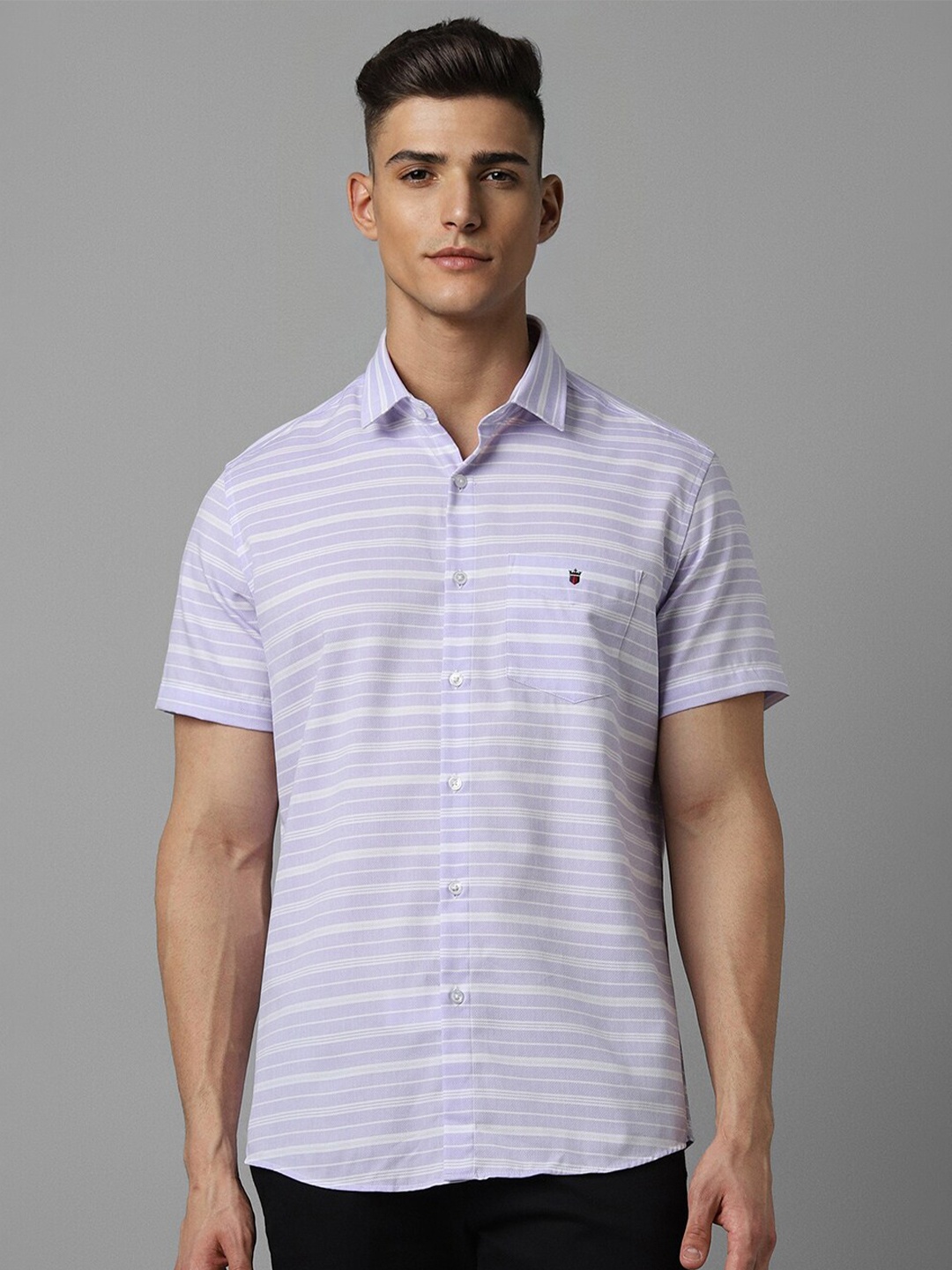 

Louis Philippe Sport Slim Fit Horizontal Striped Casual Shirt, Purple
