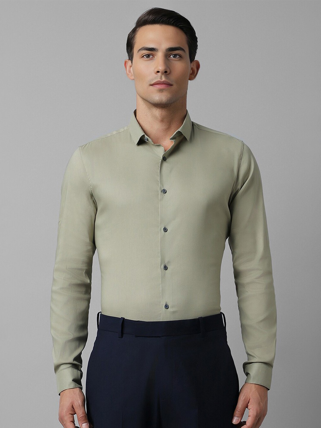 

Louis Philippe Sport Slim Fit Spread Collar Casual Shirt, Olive