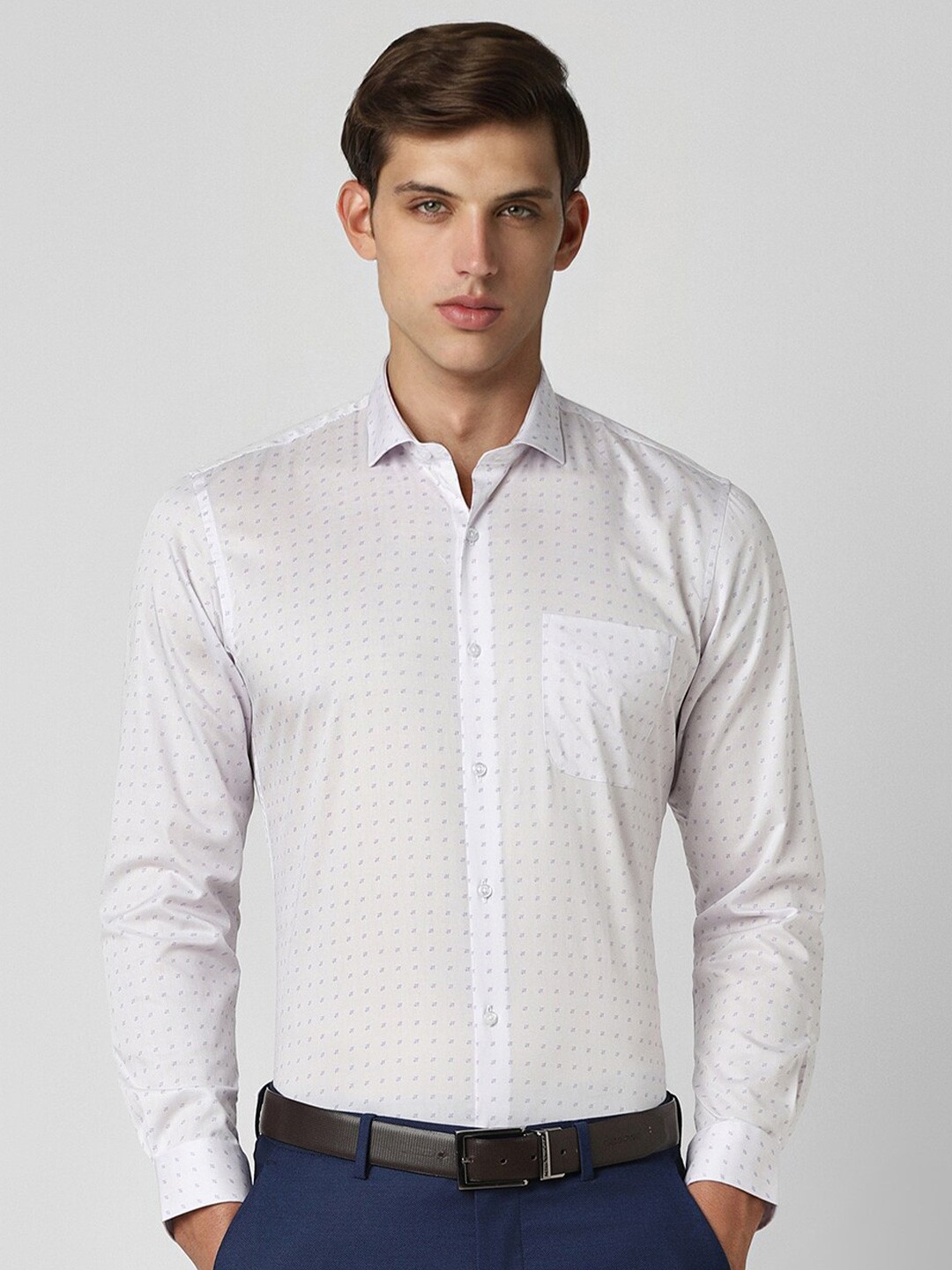 

Peter England Slim Fit Cotton Printed Formal Shirt, White