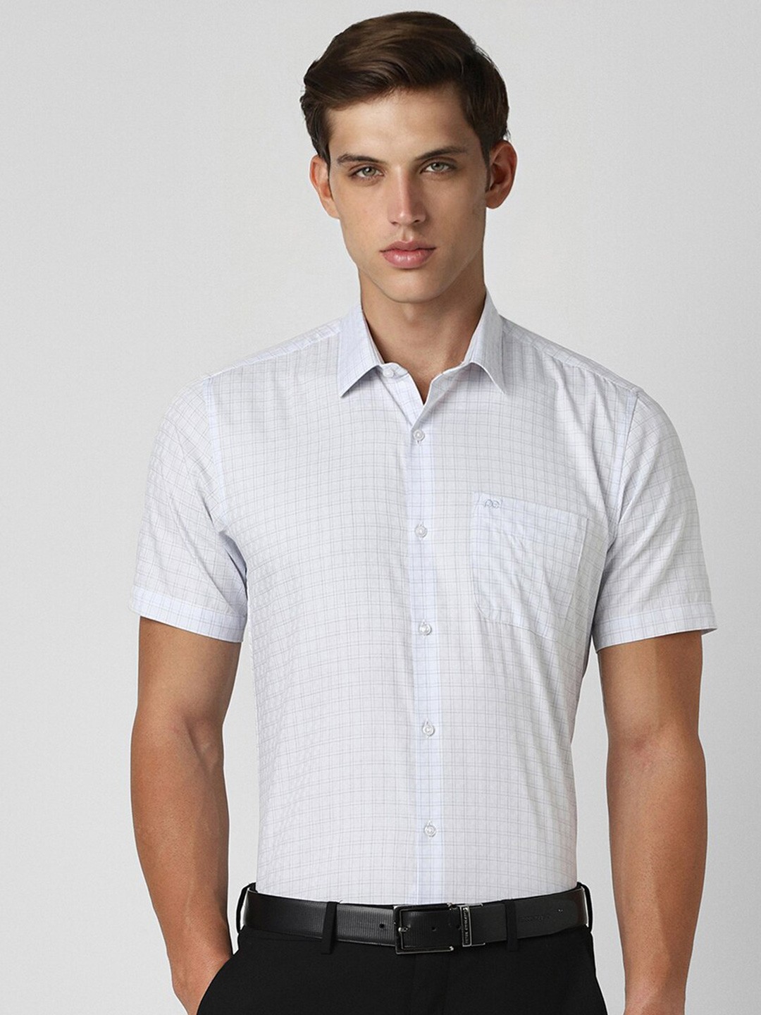 

Peter England Cotton Checked Formal Shirt, Blue