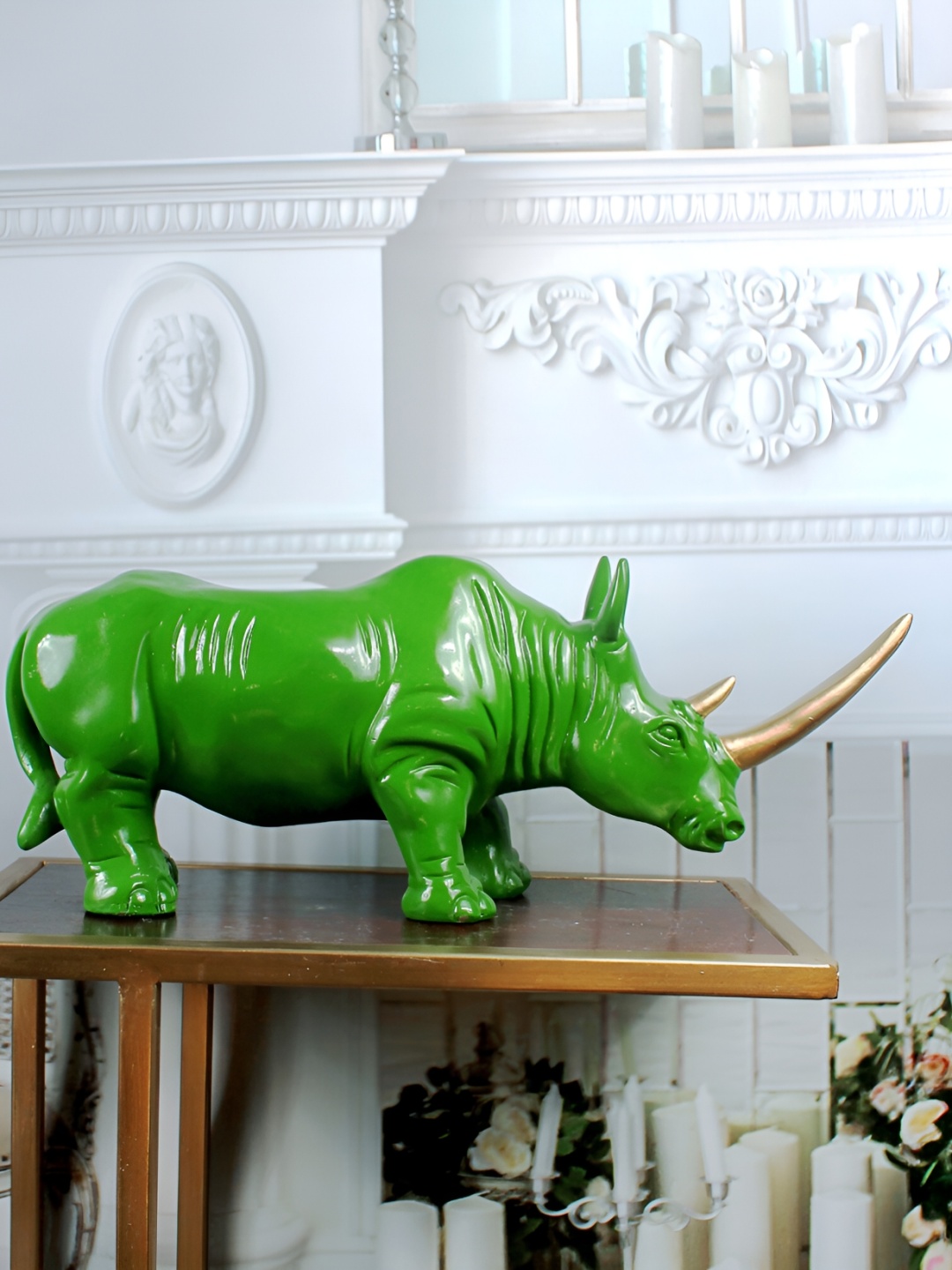 

THE WHITE INK DECOR Green Figurine Showpiece