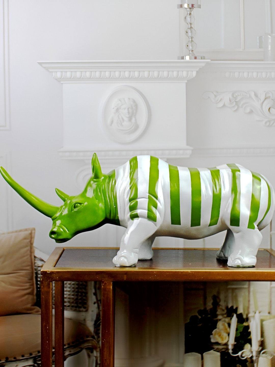 

THE WHITE INK DECOR Green Figurine Showpiece