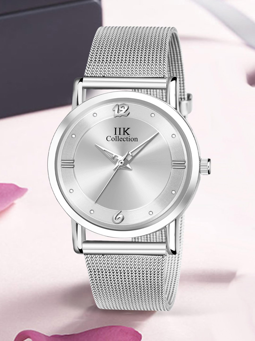 

IIK COLLECTION Women Round Dial Bracelet Style Straps Analogue Watch, Silver