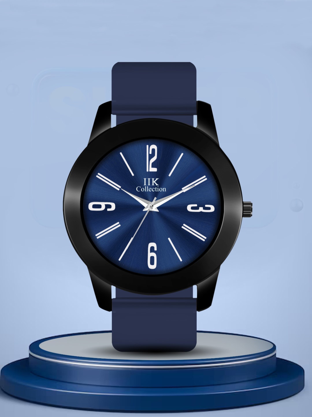 

IIK COLLECTION Men Round Dial Adjustable Flexible Silicon Strap Analogue Watch, Blue