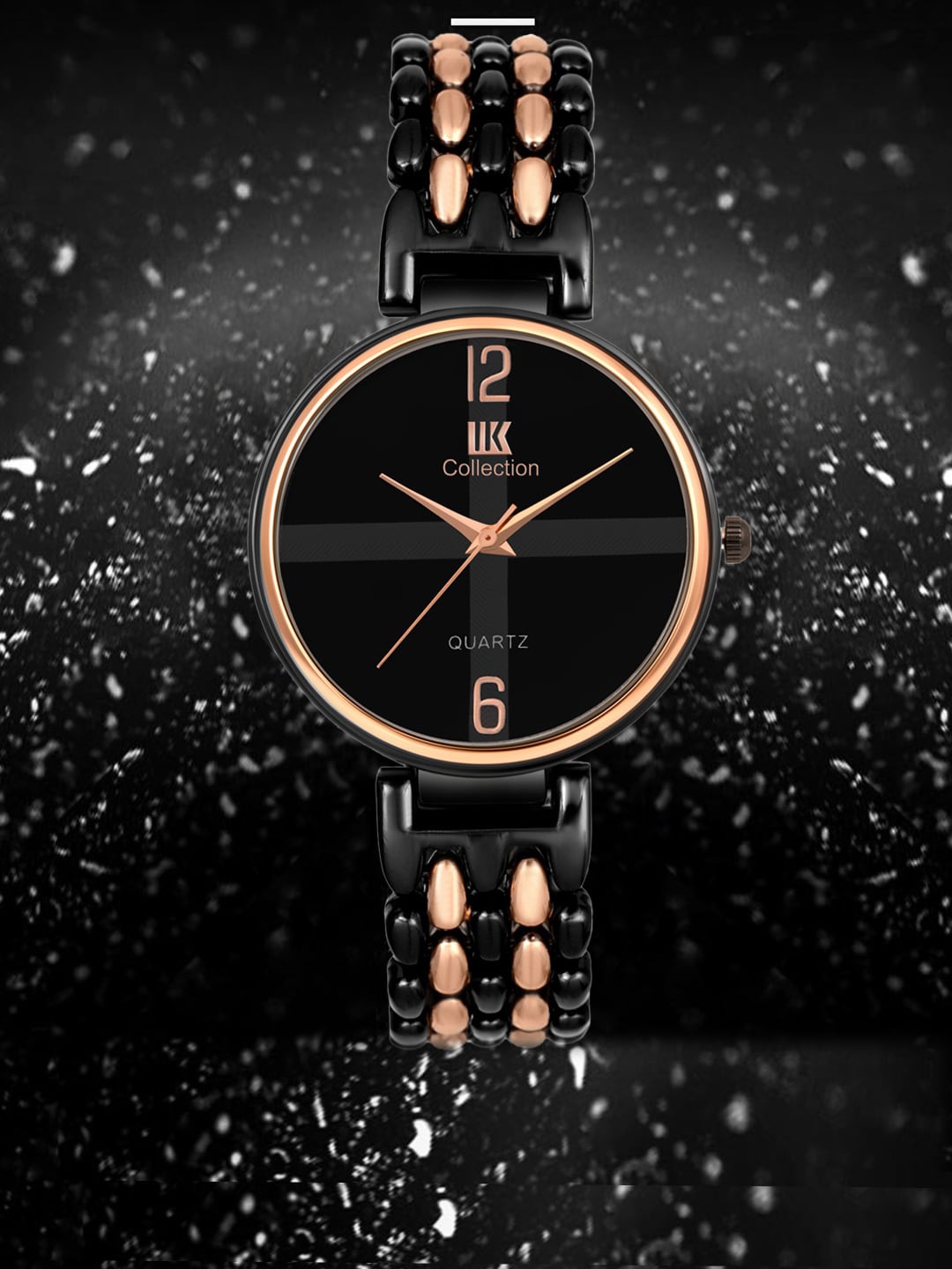 

IIK COLLECTION Women Round Dial Bracelet Style Straps Analogue Watch, Black