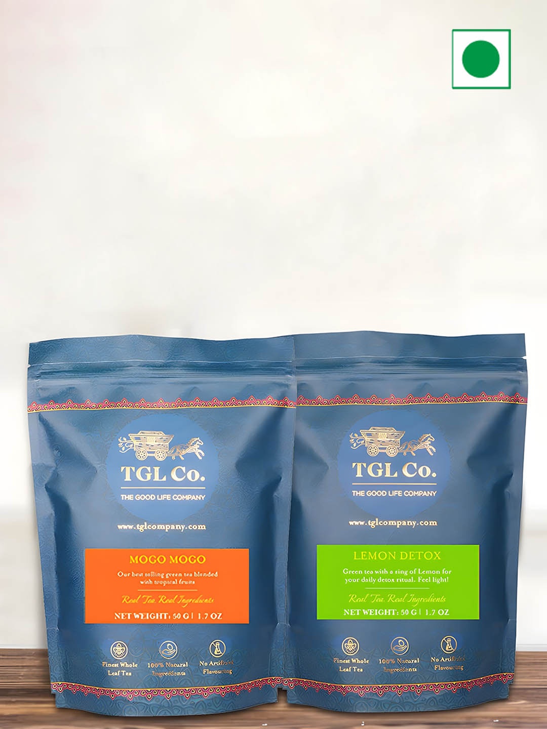 

TGL Co. Pack of 2 Mogo & Lemon Detox Green Tea -50g each, Teal