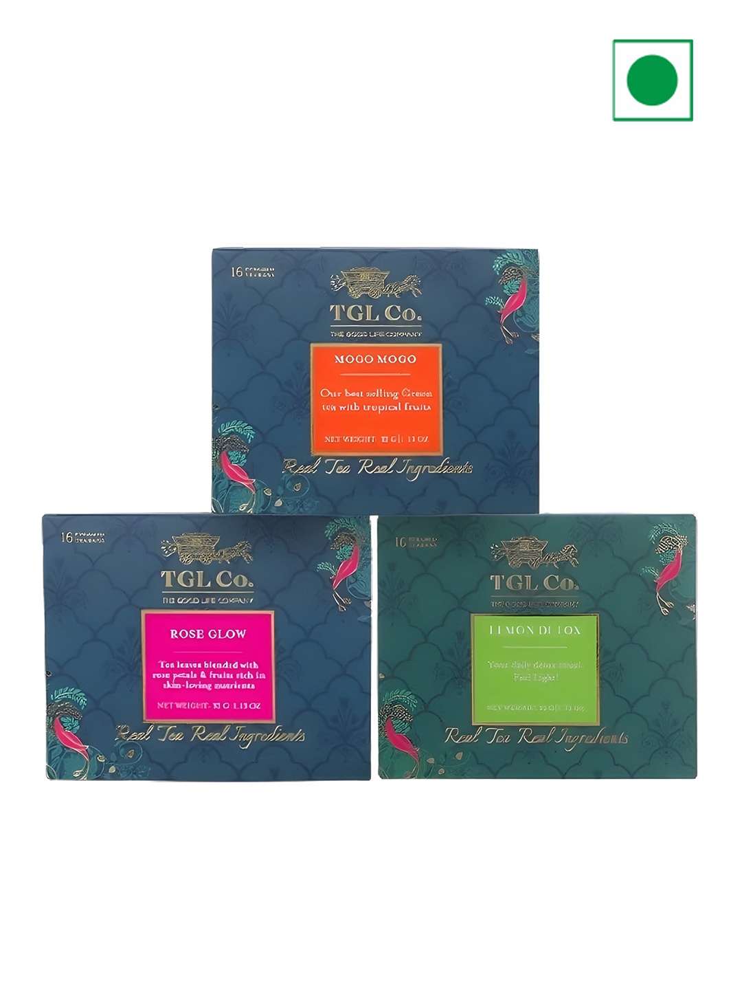 

TGL Co. Set Of 3 Mogo Mogo Green Tea With Lemon Detox Green Tea & Rose Glow Black Tea