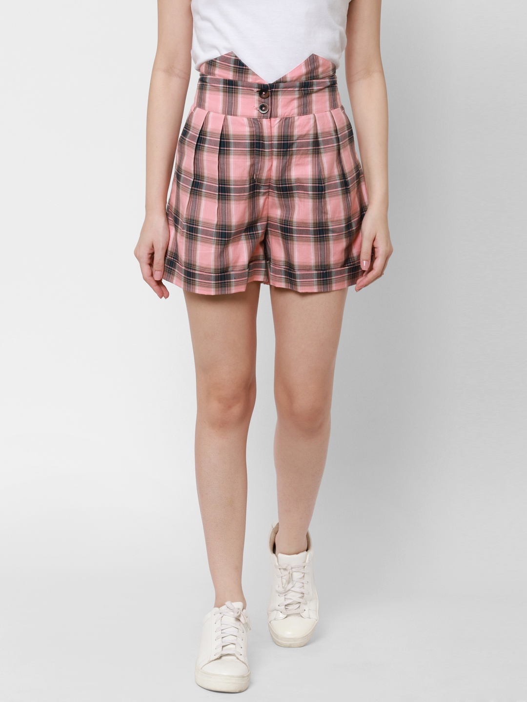 

HOUSE OF KKARMA Women Mid-Rise Cotton Shorts, Pink