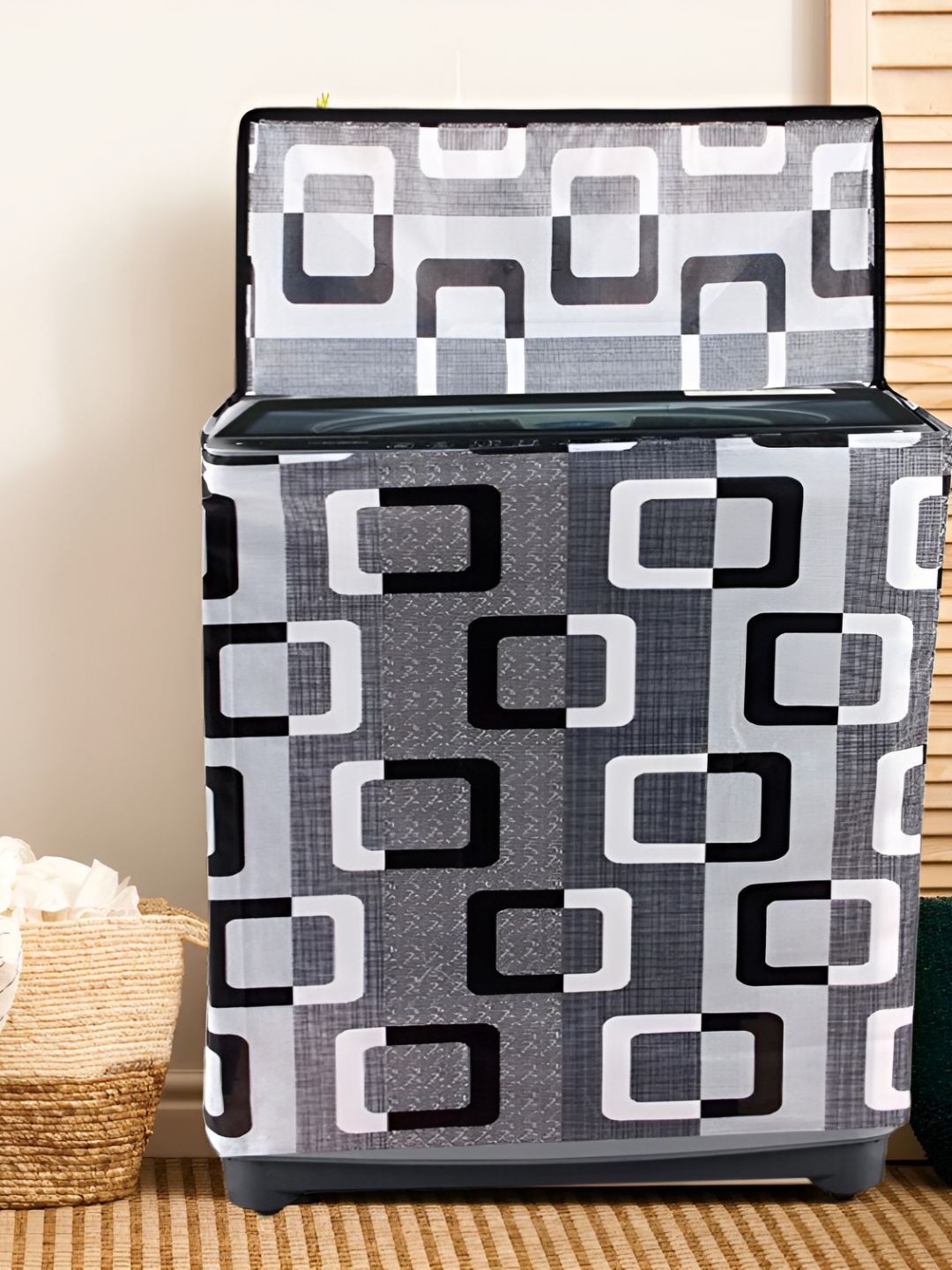 

REVEXO Black & Grey Printed Top Loading Washing Machine Cover