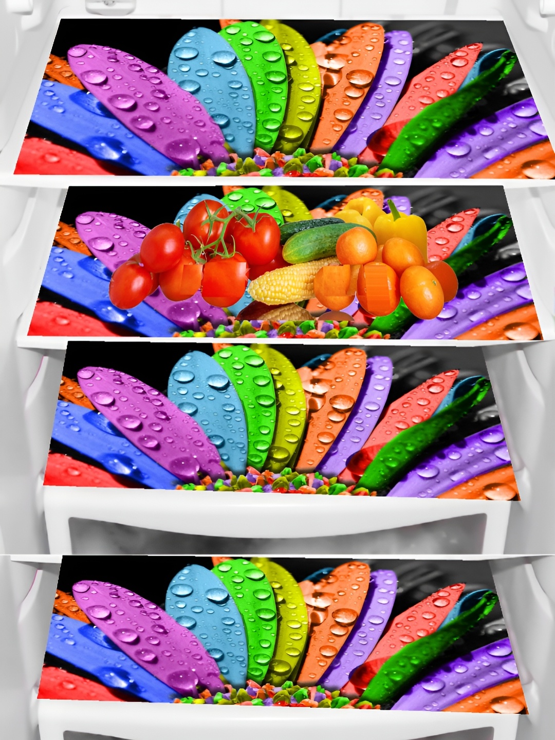 

REVEXO Blue & Green 4Pcs Printed Heat Resistant Fridge Mats