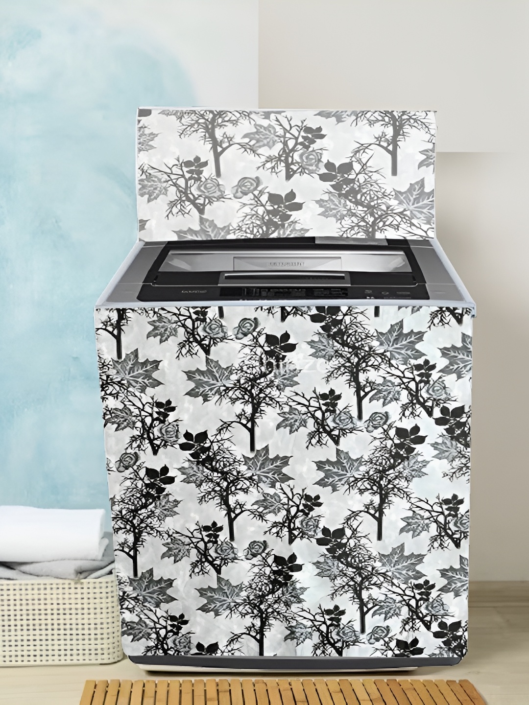 

REVEXO White & Black Printed Top Loading Washing Machine Cover