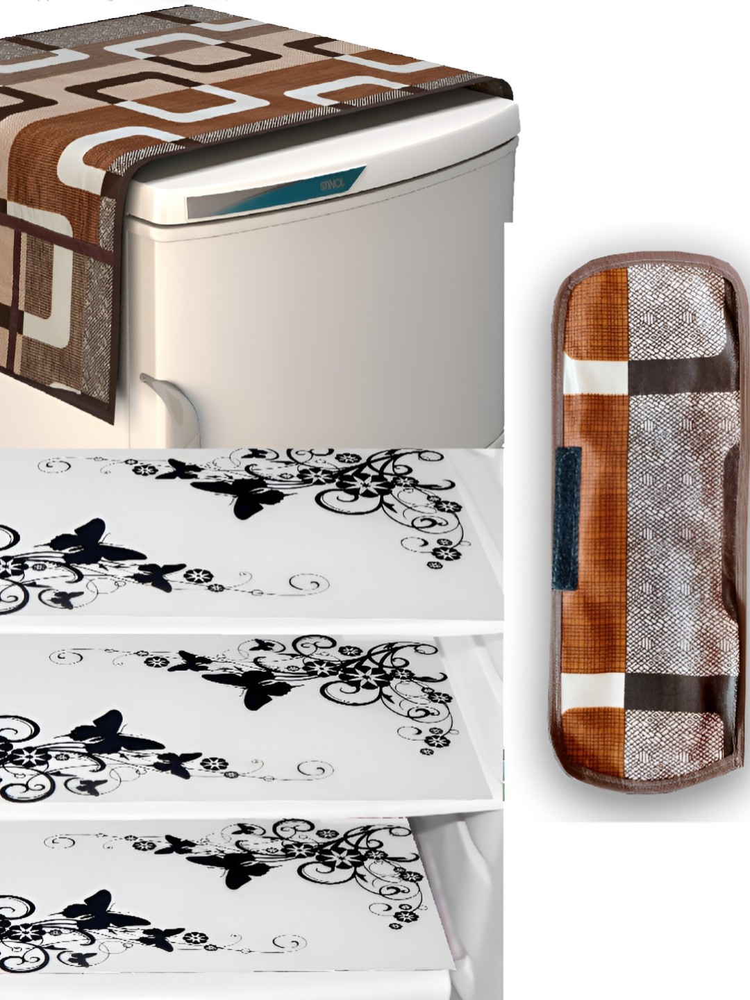 

REVEXO White & Black 5 Pcs Printed Refrigerator Mat