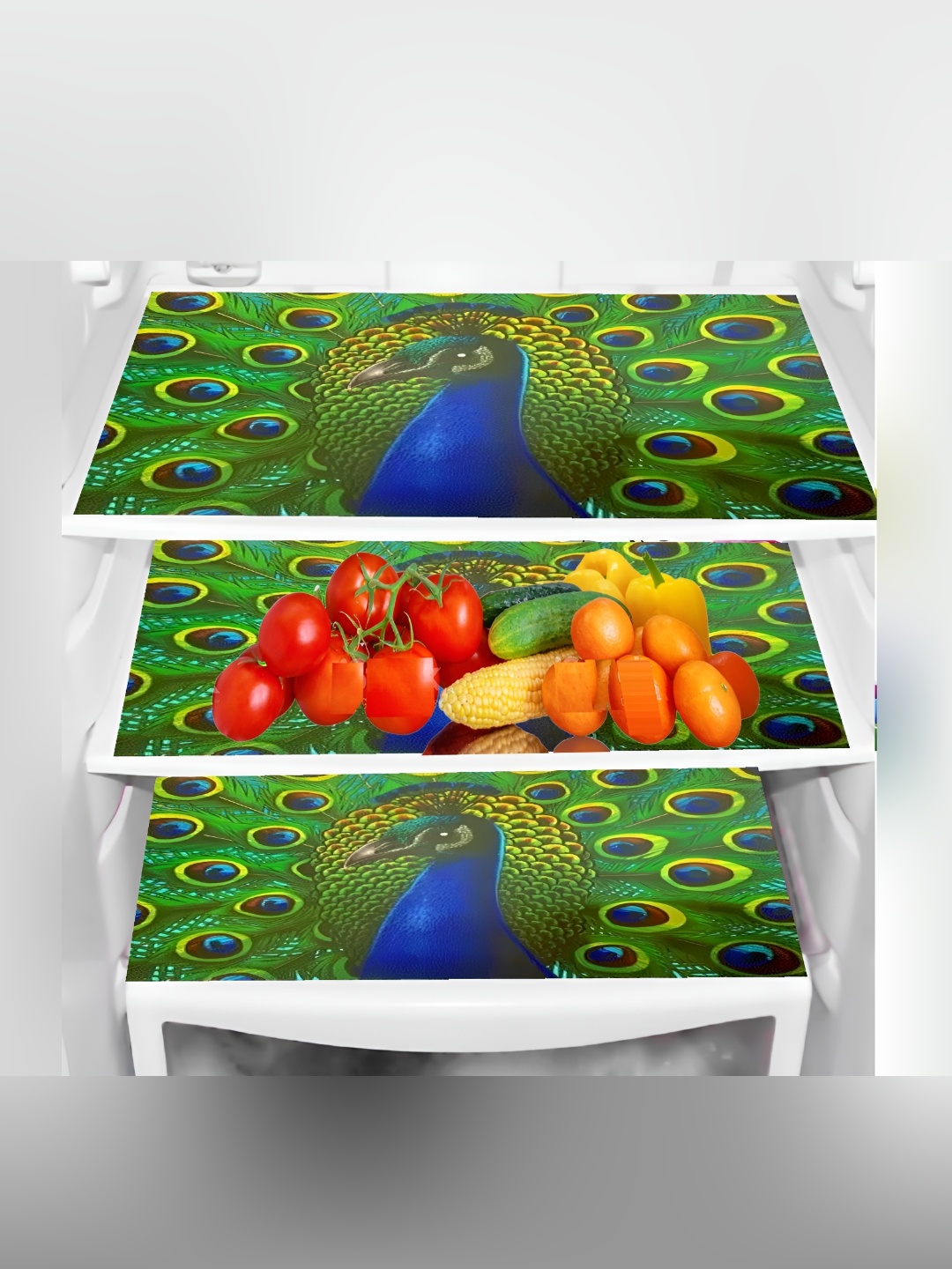 

REVEXO Green 3 Pieces Printed Refrigerator Mat