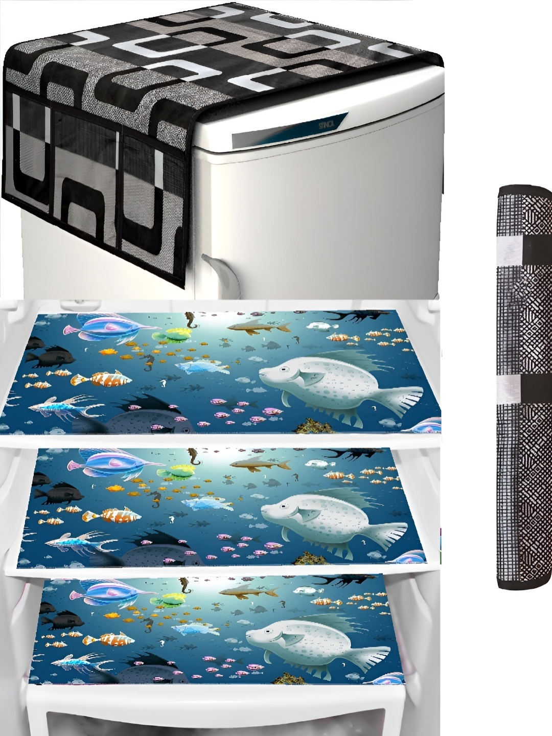 

REVEXO Blue 5 Pcs Printed Refrigerator Mat