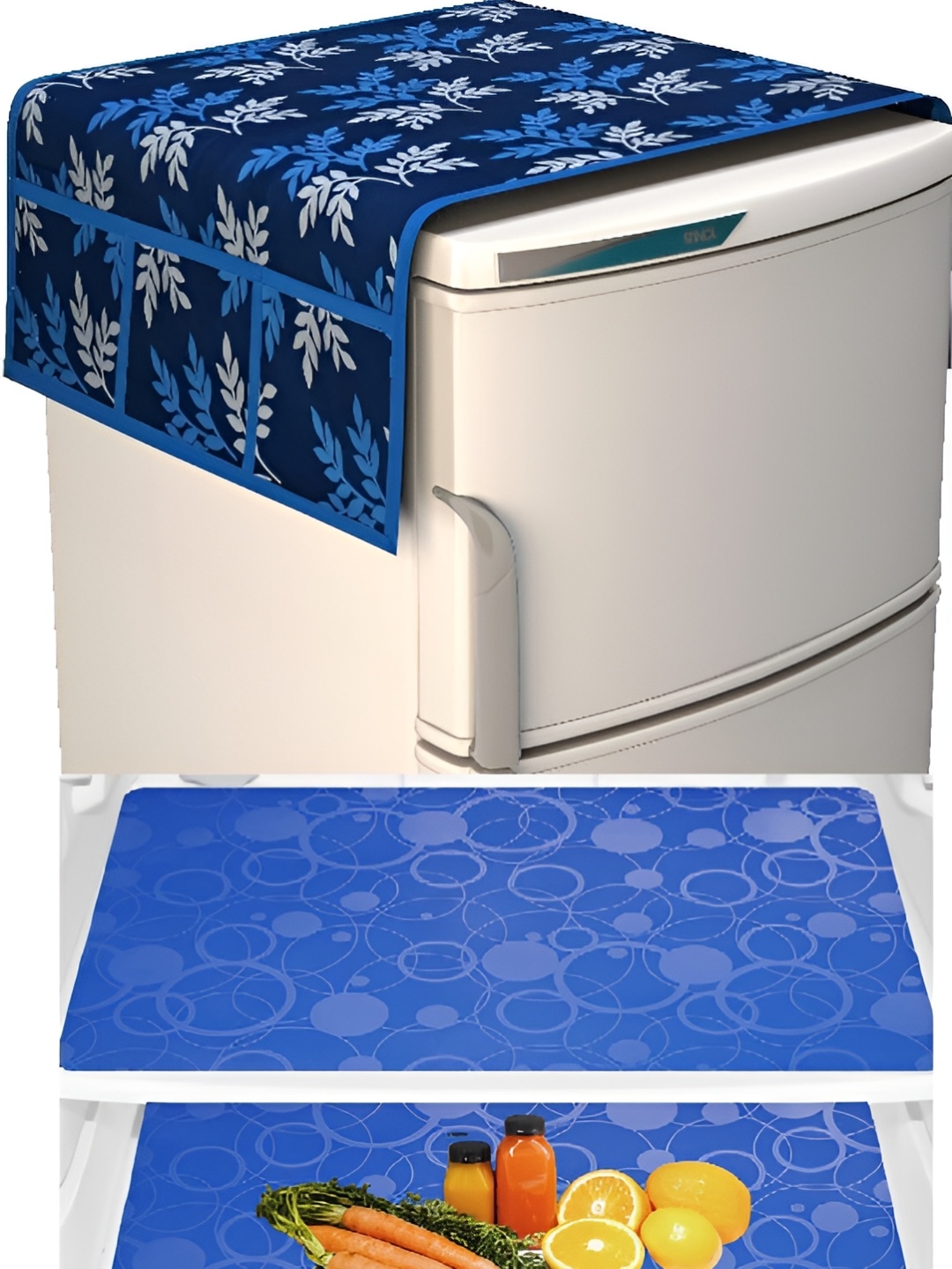 

REVEXO Blue 5 Pieces Printed Refrigerator Cover