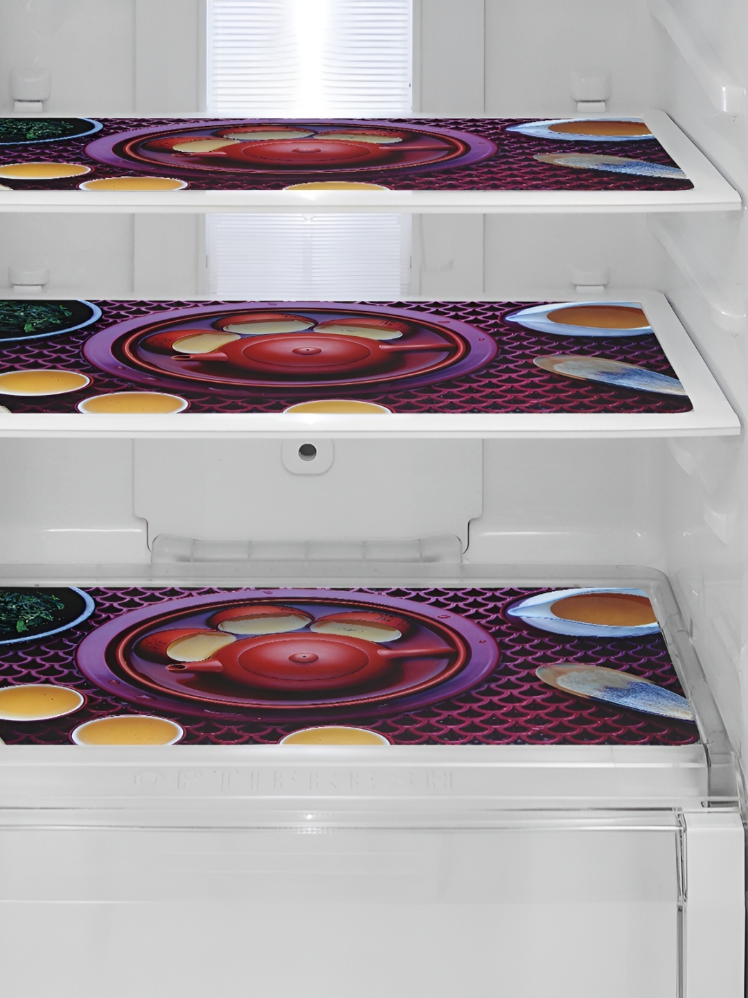 

REVEXO Maroon & Yellow 3Pcs Printed Refrigerator Mat