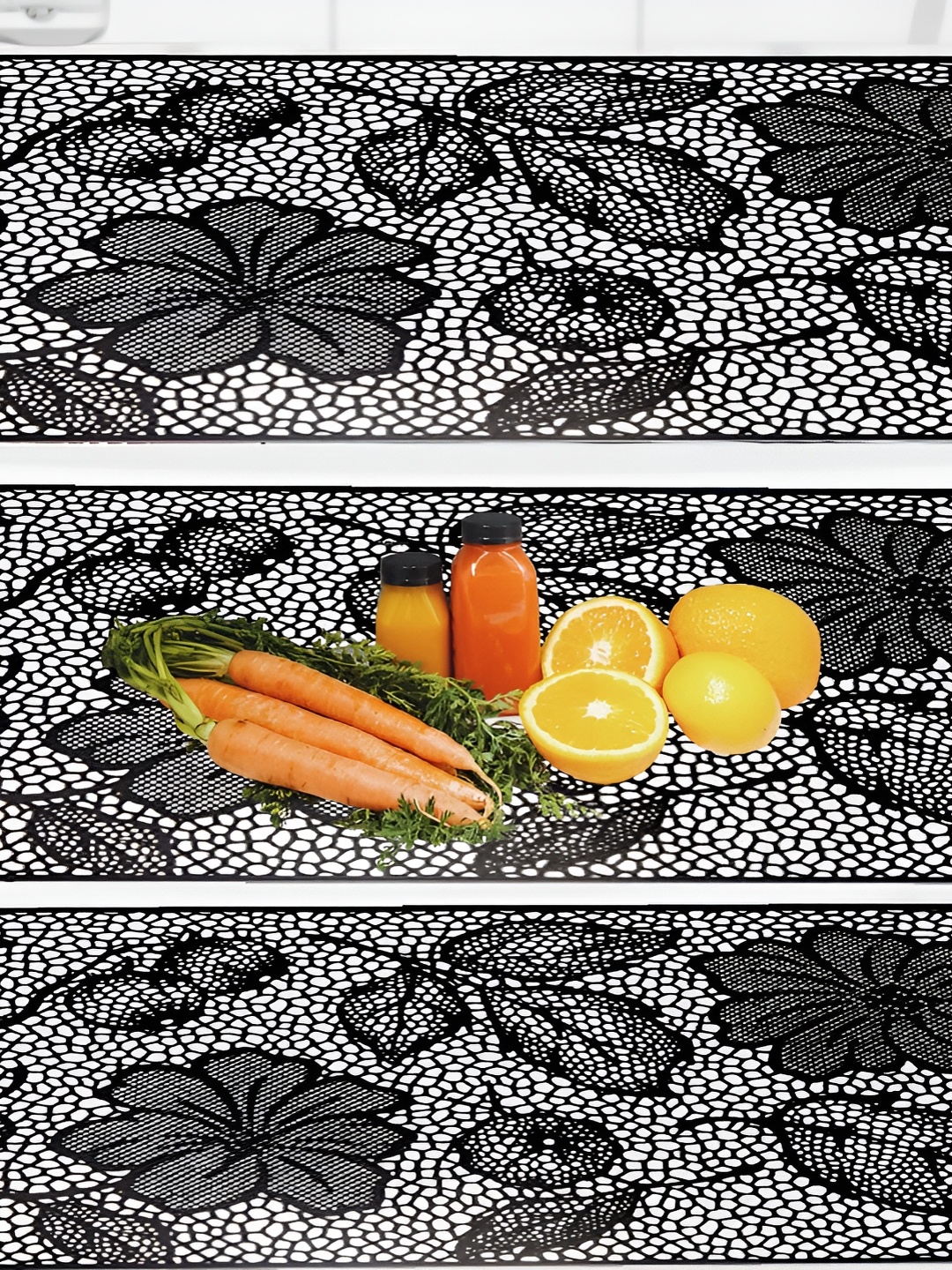 

REVEXO Black & White 3 Pcs Water Resistant Shelf Liner Fridge Mat