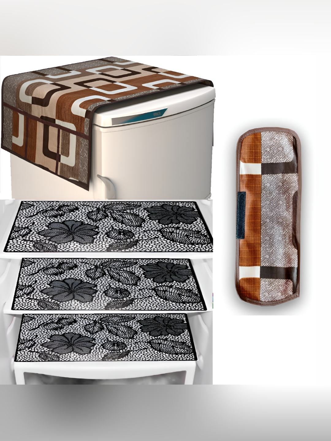 

REVEXO Black & Brown Printed Fridge Appliance Covers