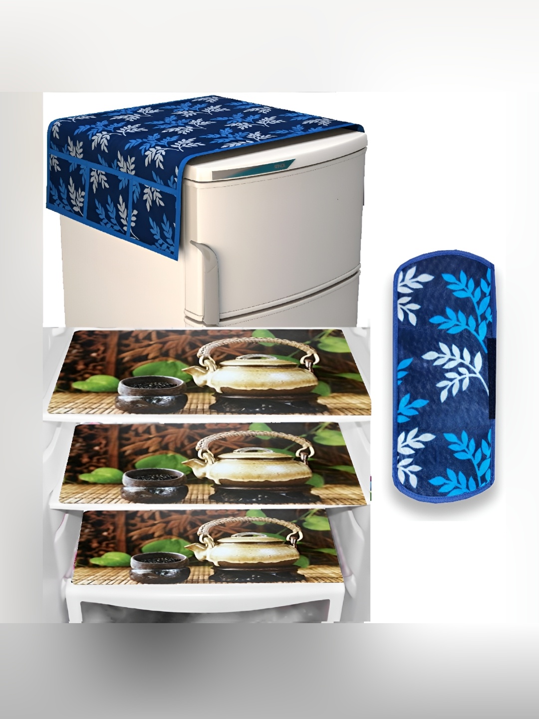 

REVEXO Blue & Brown 5Pcs Printed Fridge Appliance Covers