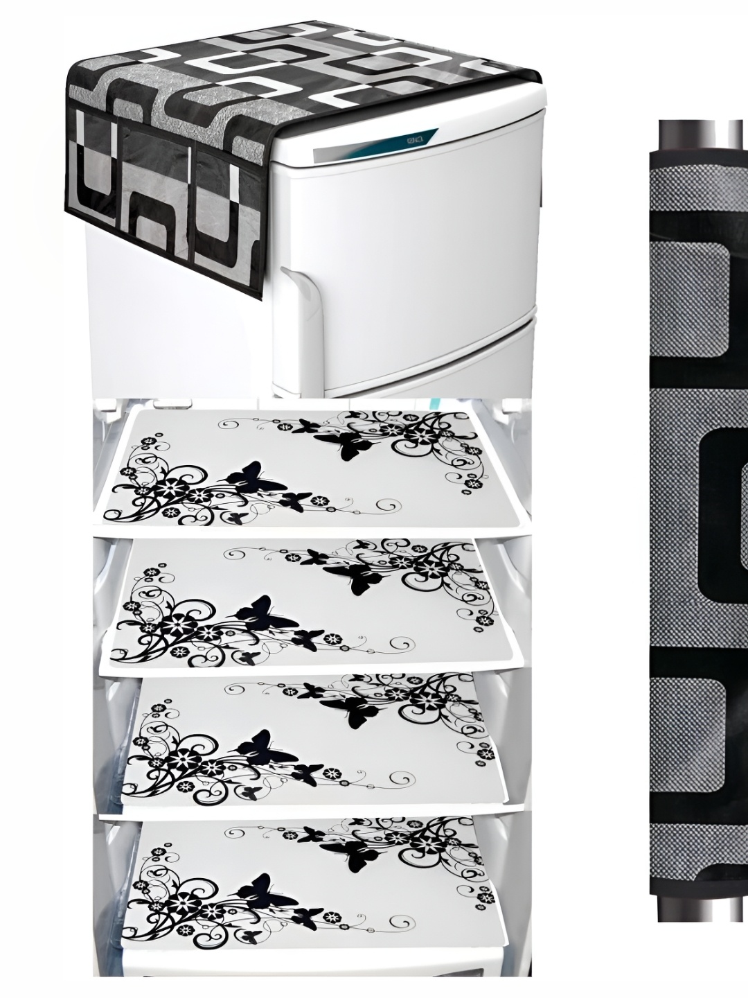 

REVEXO Black & White 6 Pieces Printed Fridge Mats