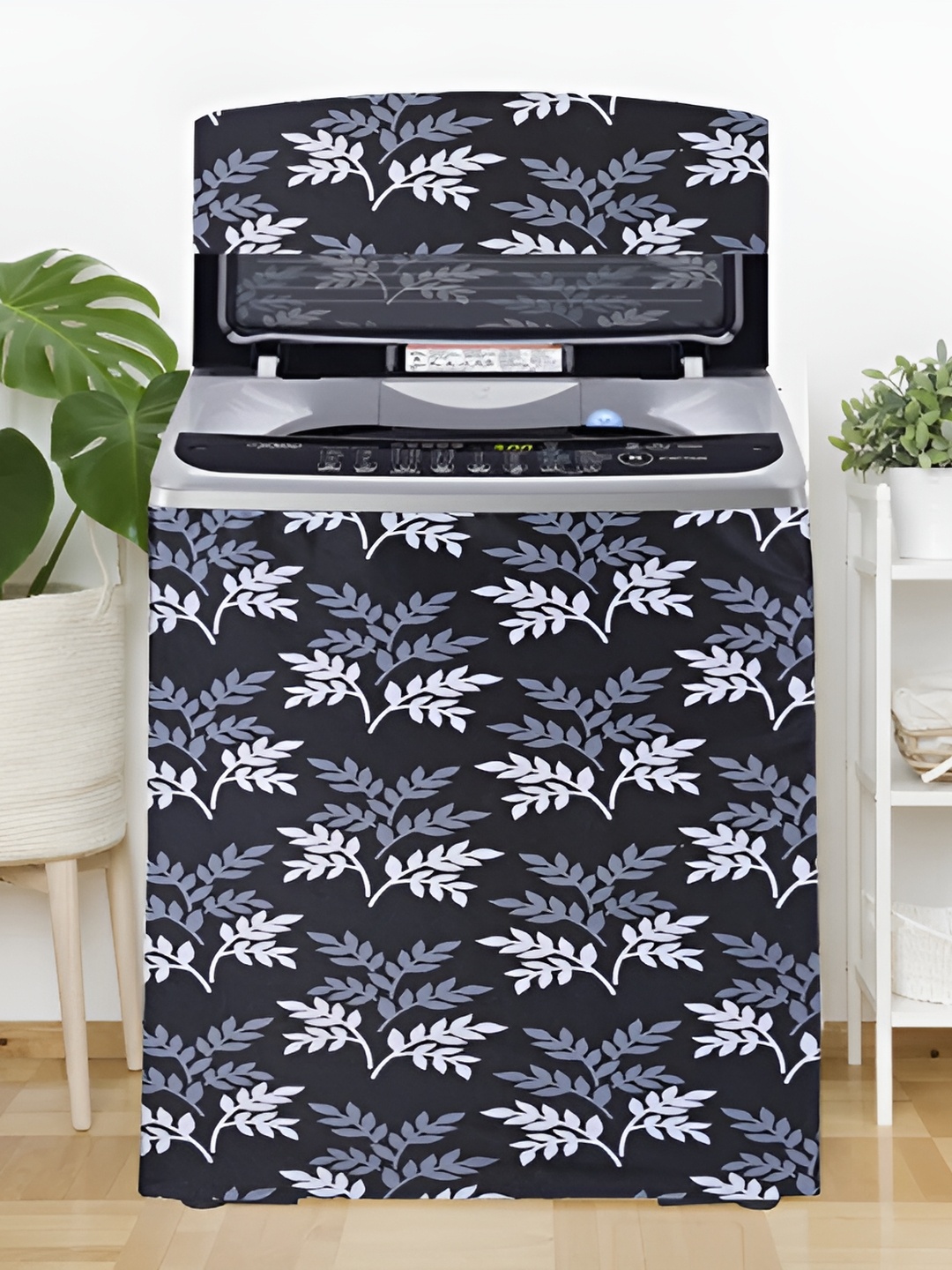 

REVEXO Black & White Printed Washing Machine Cover