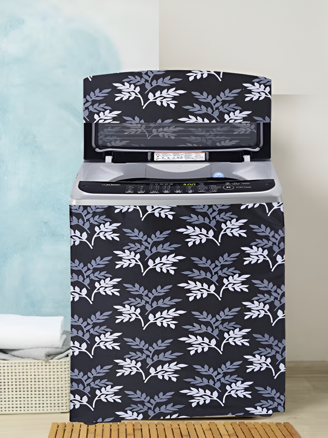 

REVEXO Black & White Printed Washing Machine Cover