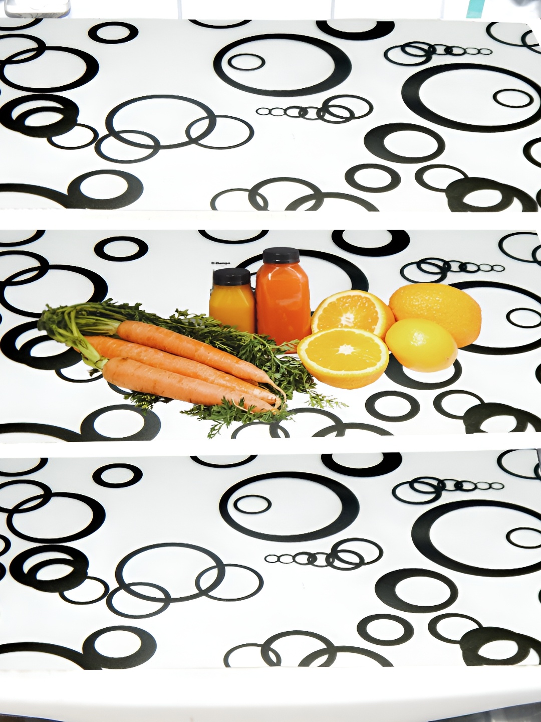 

REVEXO White & Black 3 Pieces Printed Fridge Mats