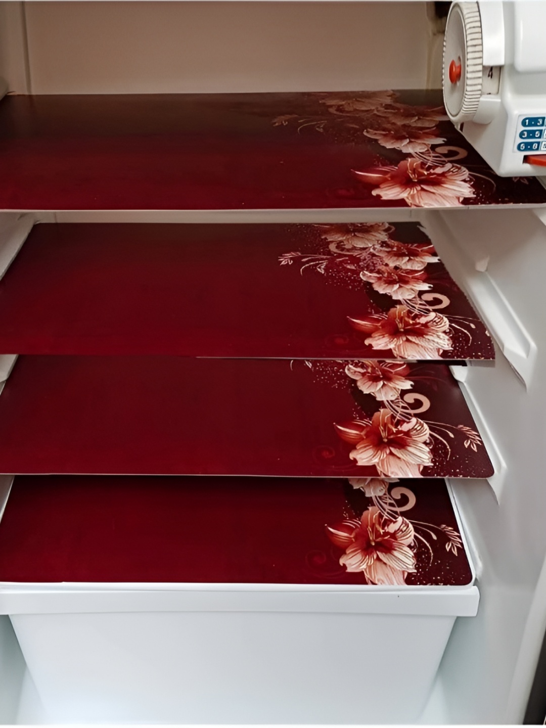

REVEXO Beige Printed Fridge Top Cover Mats